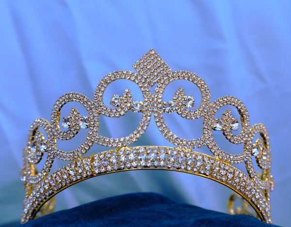 Adjustable  Gold Rhinestone Crown Tiara