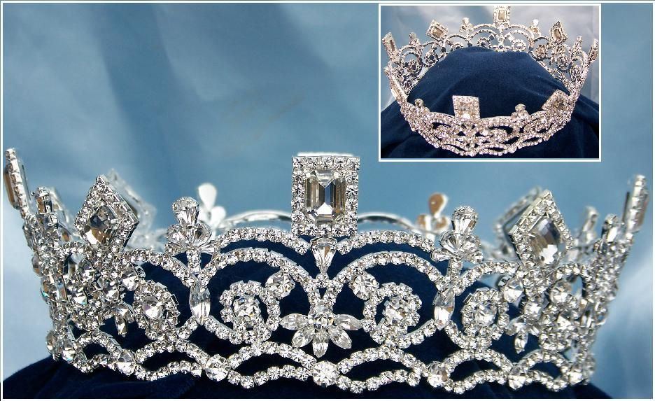 Georgina Regal Silver Rhinestone Full Pageant Crown  display picture 3