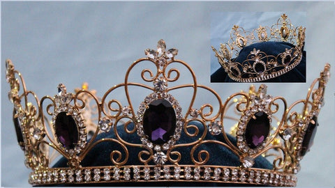Rhinestone Imperial Celtic Purple Unisex gold Full Crystal Crown - CrownDesigners