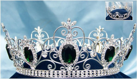 Imperial Celtic Rhinestone Green Emerald Silver Crown - CrownDesigners