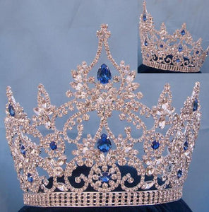 Large Pageant Blue Sapphire Crown (Adjustable) - CrownDesigners