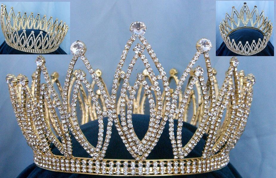 Royal Imperial Adjustable Full Rhinestone Unisex Queen, King Crown
