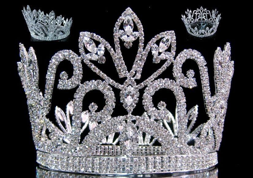 Silver round full queen crown tiara Amazon.com : Aprince Silver Round Crystal Tiara and Crown  main image 4