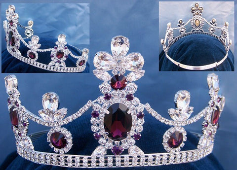 Rhinestone Imperial Tsar King/Queen Unisex Adjustable Silver Crown - CrownDesigners