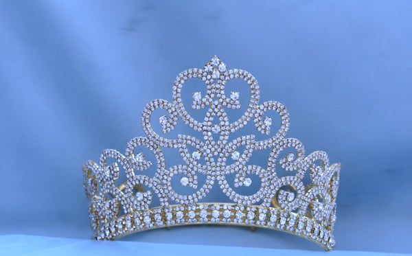 Adjustable Rhinestone Gold Crown Tiara CrownDesigners