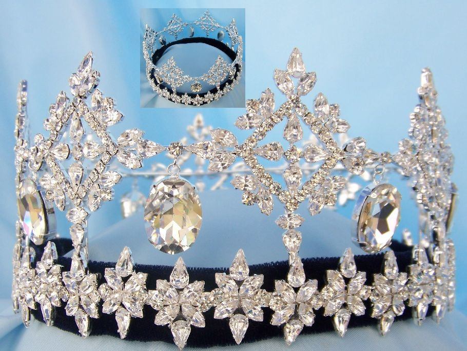 Global Beauty Queen Rhinestone Full Round Silver Crown  display picture 2