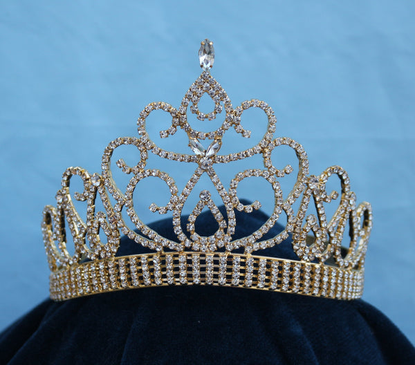 Beauty Pageant Gold Contoured Crown Tiara