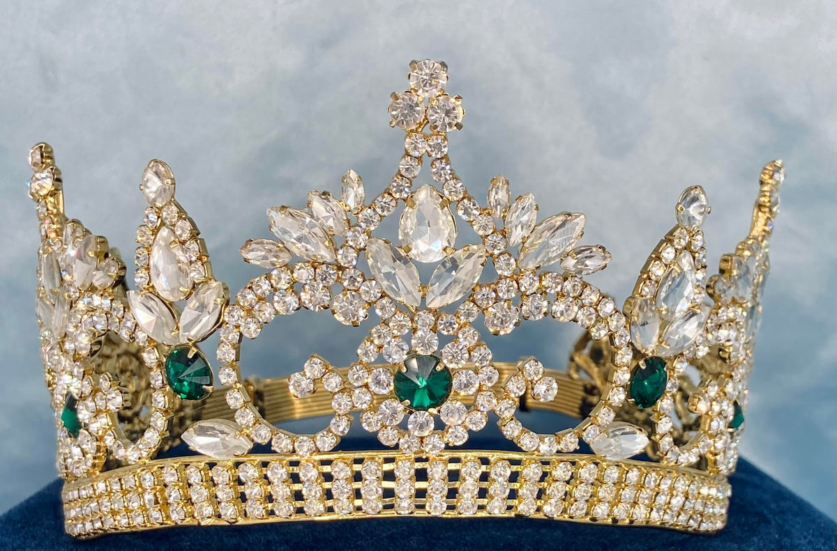 Elegant Gold and Green Tiara and Jewelry Set Amazon.com: SWEETV Baroque Wedding Crown for Bride, 3-pack  main image 3