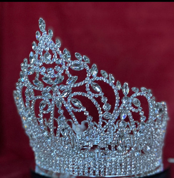 Miss American Beauty Full Silver Rhinestone Pageant Crown