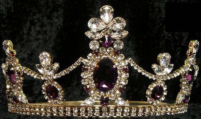 Gold Tiara Studded Fake Jewels Diamonds Stock Photo 6093643