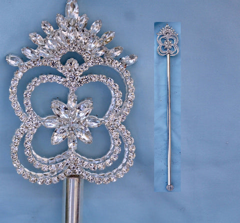 The Cotillion Rhinestone Royal SILVER Queen Scepter