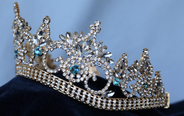 rhinestone contoured tiara crown for queen, princess, bridal, prom
