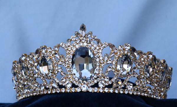 Adjustable Gold Crystal Crown Tiara