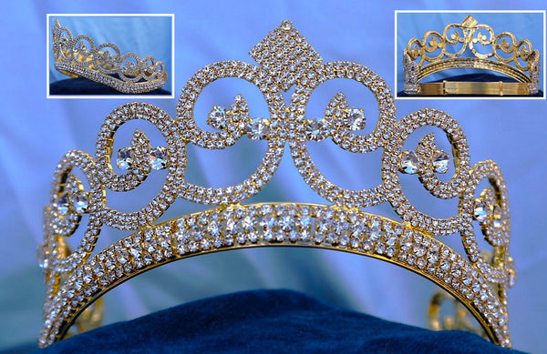 Adjustable Gold Rhinestone Crown Tiara Apparel & Accessories