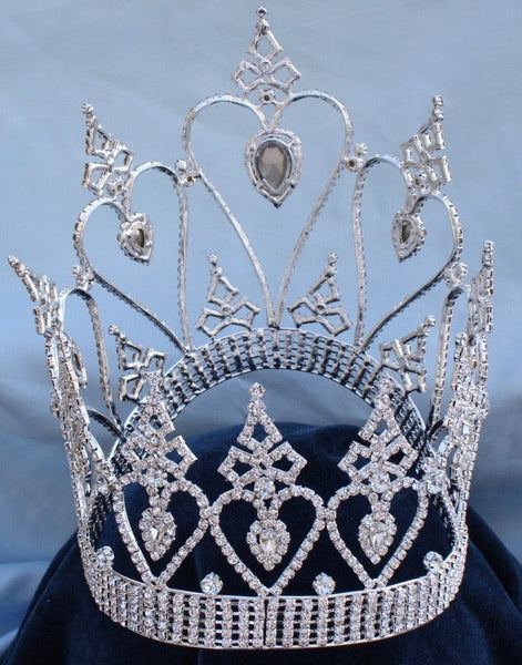 Beauty Pageant Rhinestone Silver Contoured Crown LARGE Queen