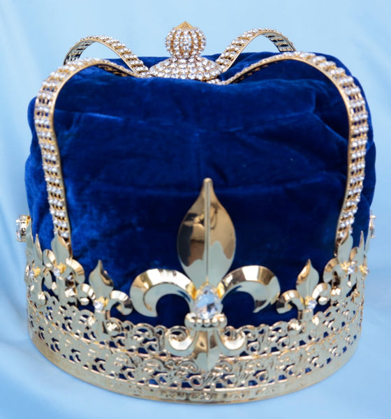 Imperial State Men's King Rhinestone Gold and Blue Crown MASCULINE/King/Crown