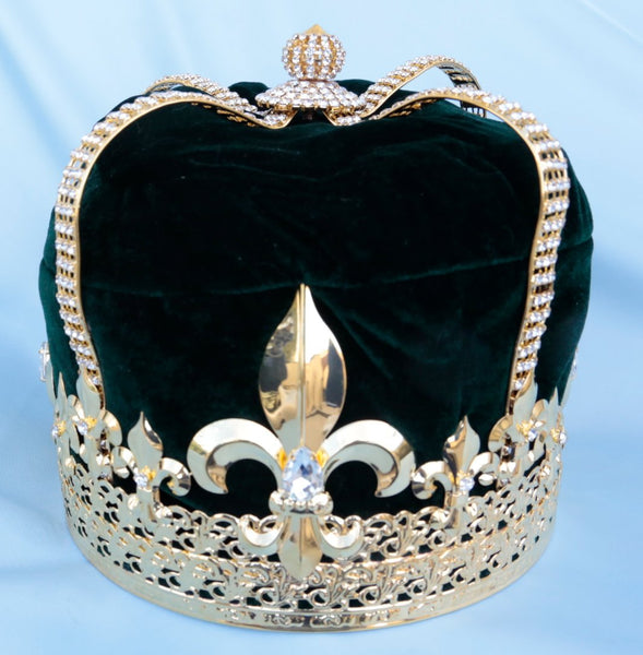 Imperial State Men's King Rhinestone Gold and Green Crown MASCULINE/King/Crown