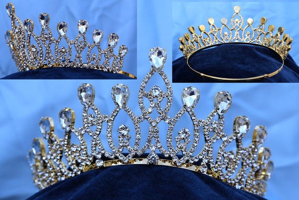 Monarchy Princess Gold Rhinestone Wedding Pageant Tiara SMALL (Princess, Bridal)