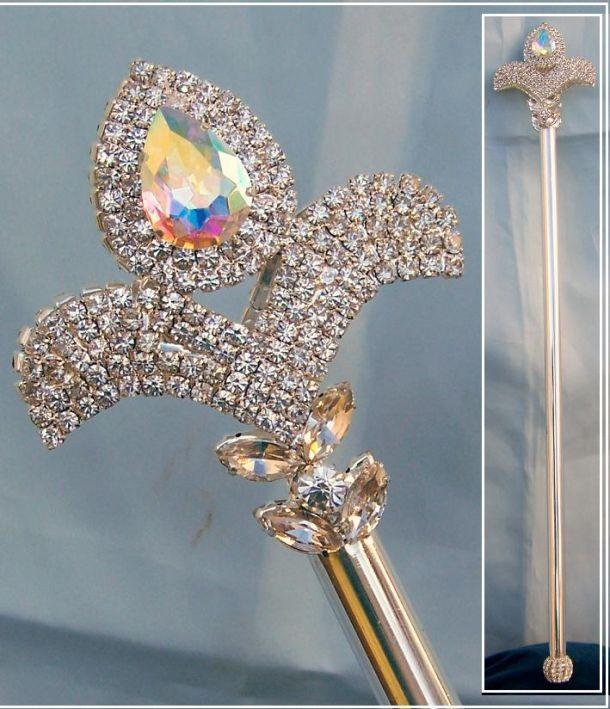 Millenium Rhinestone Silver D'Lis Aurora Borealis Royal Scepter ...