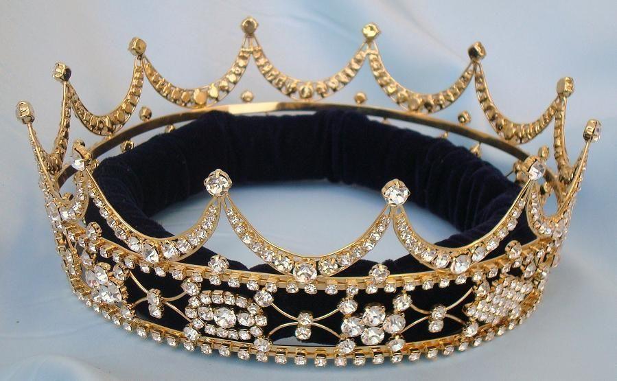 Queen king unisex rhinestone Gold full Tudor Royal Crown - CrownDesigners
