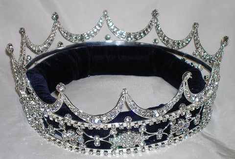 Queen, King Unisex Rhinestone Silver Full Tudor Royal Crown - CrownDesigners