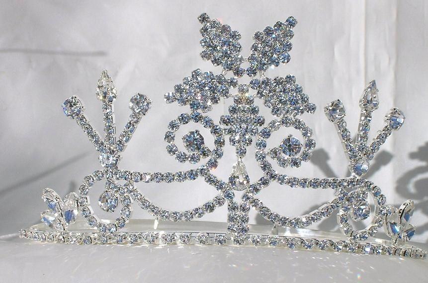 Beauty Pageant Enchantment Rhinestone Queen, Princess, Bridal Silver Crown Tiara - CrownDesigners
