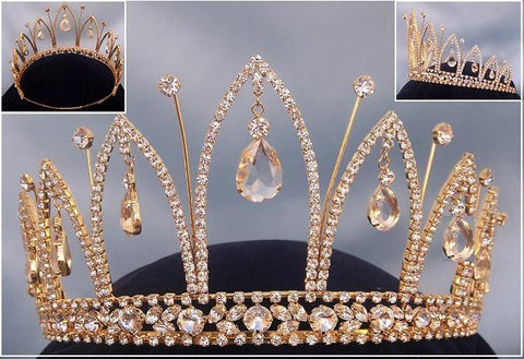 Royal gold rhinestone crown tiara - CrownDesigners