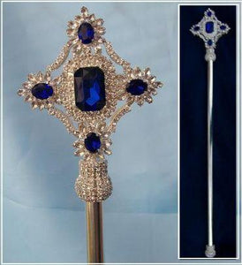 Imperial Rhinestone Silver Blue Sapphire Scepter - CrownDesigners