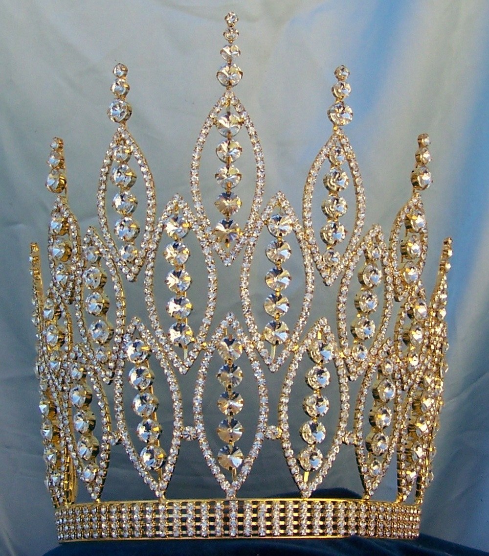 Queen of The Seven Seas Large Adjustable Gold Crown Tiara - CrownDesigners
