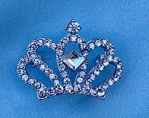 Rhinestone Silver Crown Brooch Pin CrownDesigners