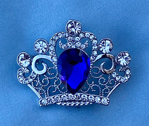 Rhinestone Silver Crown Brooch Pin