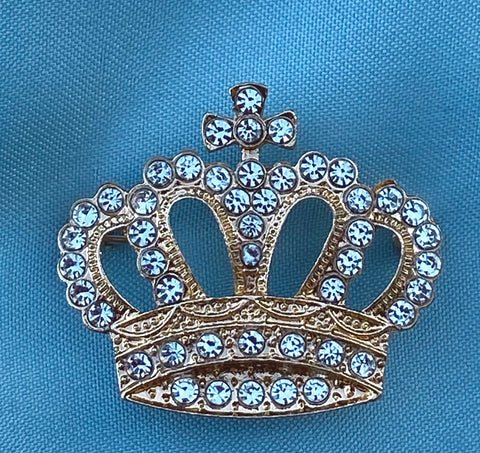 Camelia Rhinestone Gold  Crown Brooch - CrownDesigners