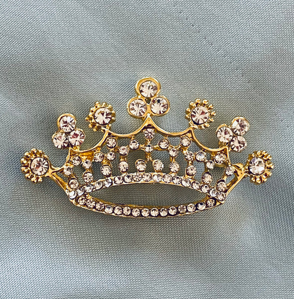 Crown Rhinestone Gold Brooch Pin Crown Designers