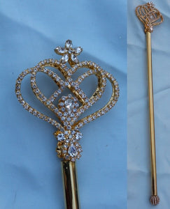Royal Heart Rhinestone Gold Scepter - CrownDesigners