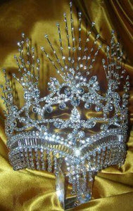 Egyptian Nefertiti Queen Rhinestone Silver Crown - CrownDesigners