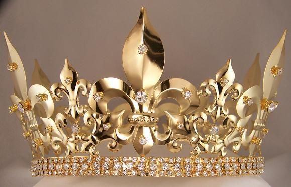 Mens Imperial Medieval Gold Rhinestone King Crown MASCULINE/King/Crown,LARGE Queen