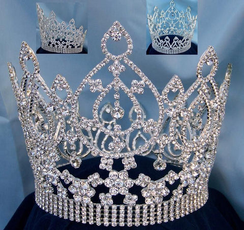 Beauty Pageant Queen Rhinestone silver Full Crown - CrownDesigners