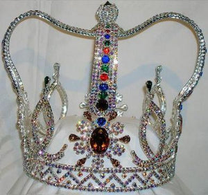 The Royal Stanislaus Crown King Full Mens Rhinestone Silver Crown - CrownDesigners