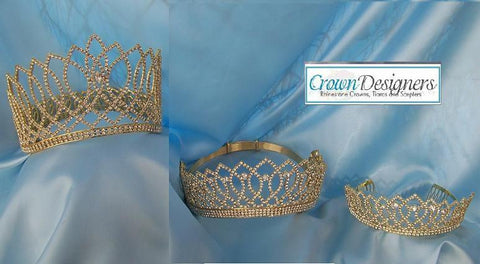 Beauty Pageant Rhinestone Gold Crown and Tiaras 3 PCS Combo - CrownDesigners