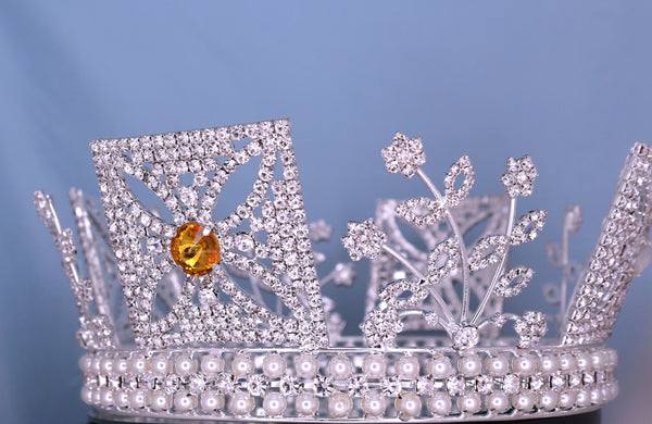 RHINESTONE Elizabeth George IV State Diadem Crown Tiara (UNISEX) - CrownDesigners