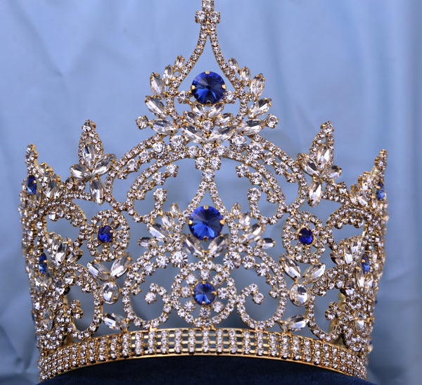 Continental Adjustable Gold  Blue Sapphire Crown Tiara