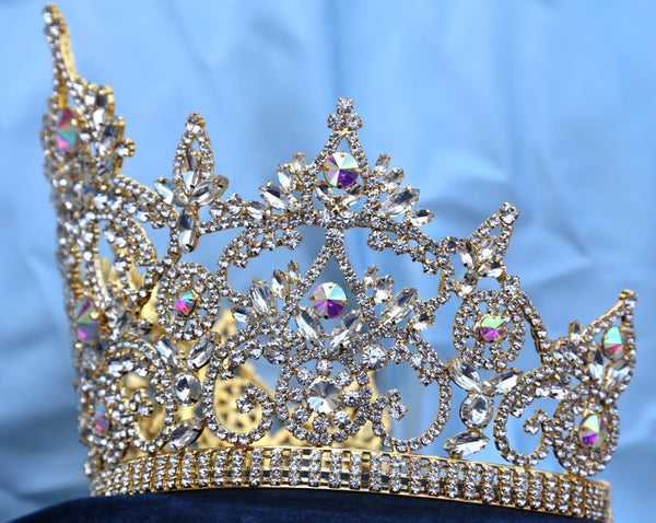 Continental Adjustable Gold Aurora Borealis Crown Tiara