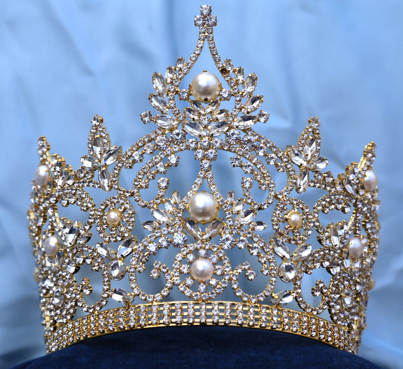 Continental Adjustable Gold Pearls  Crown Tiara