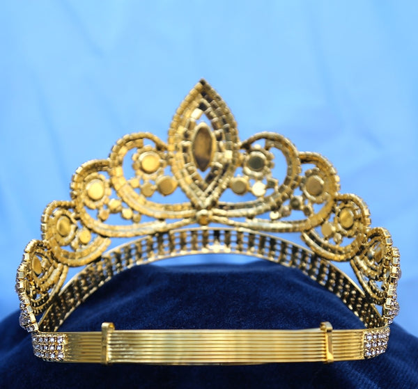 Gold Adjustable Rhinestone Crown Tiara Crown-Designers