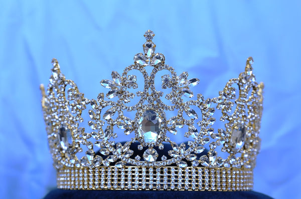 Adjustable Fairy Tale Beauty Queen Gold Rhinestone  Crown