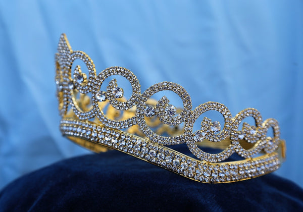 Adjustable  Gold Rhinestone Crown Tiara