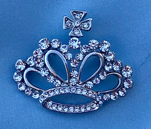 Crown Rhinestone Silver Crown Brooch Pin