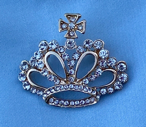Rhinestone crown gold brooch pin CrownDesigners