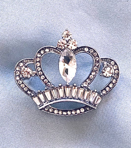 Rhinestone Silver Crown Brooch Pin CrownDesigners