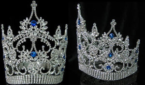 Continental Adjustable Contoured Blue Sapphire Crown Tiara - CrownDesigners